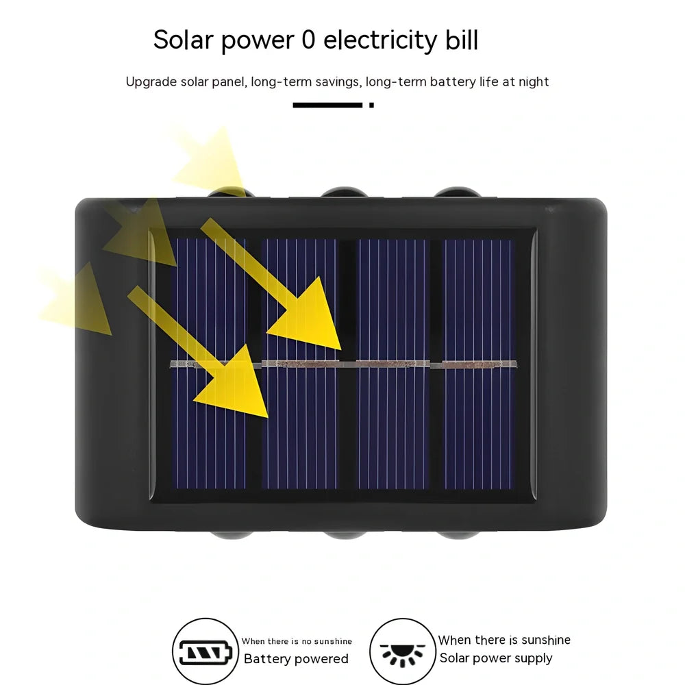 Flower-shaped solar wall lamp with 4 LED bulbs for outdoor garden lighting