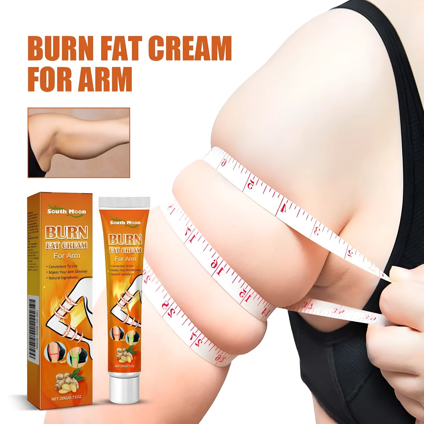 20g body care cream tube measuring 12.5cm by 3cm with botanical ingredients