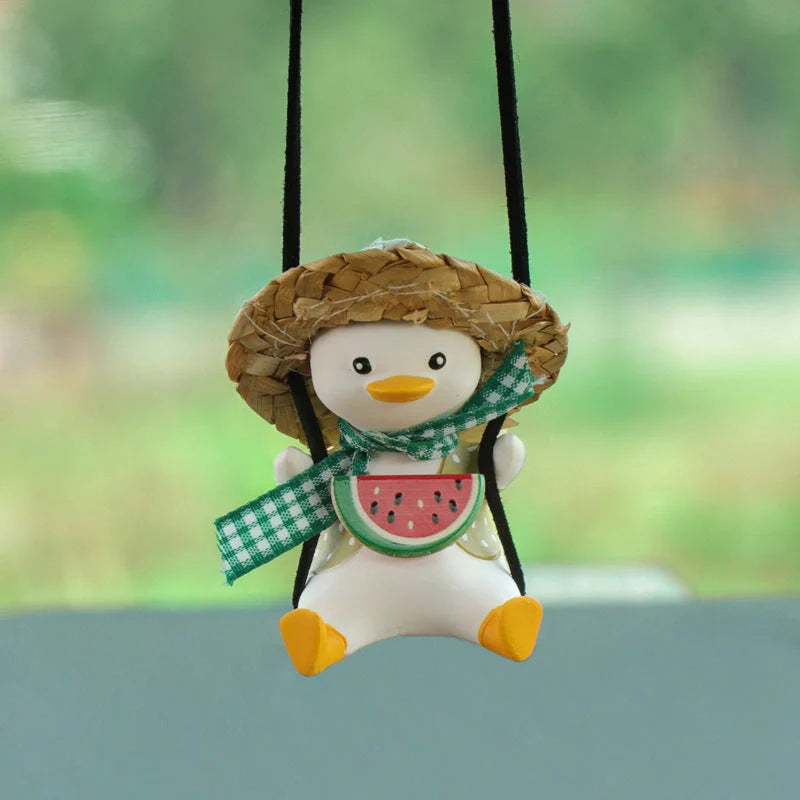 Cute anime little duck swing car pendant for rearview mirror decoration