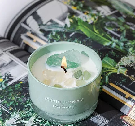 Handmade soy wax aromatherapy candle in gray blue, 7.4 × 4.9cm