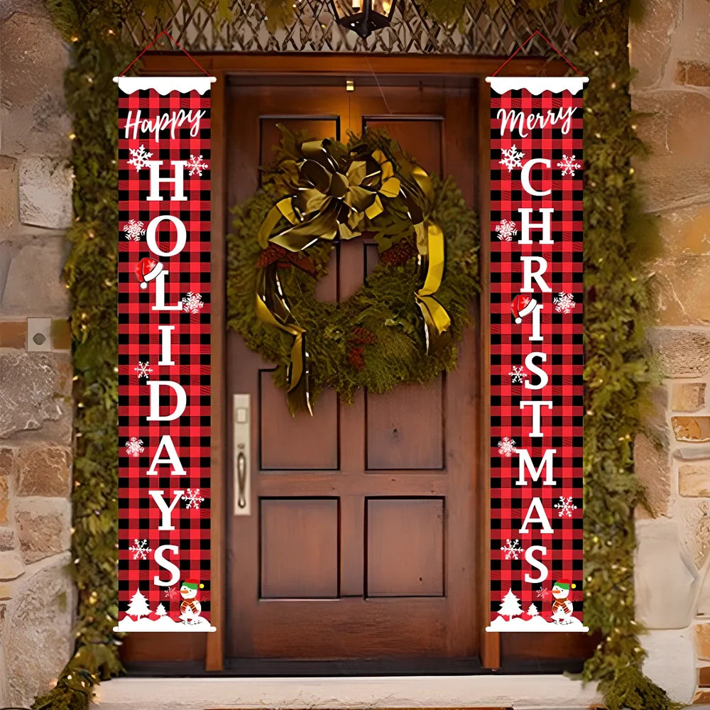 115x40cm Christmas cloth poster showing Santa Claus design in red for window decoration