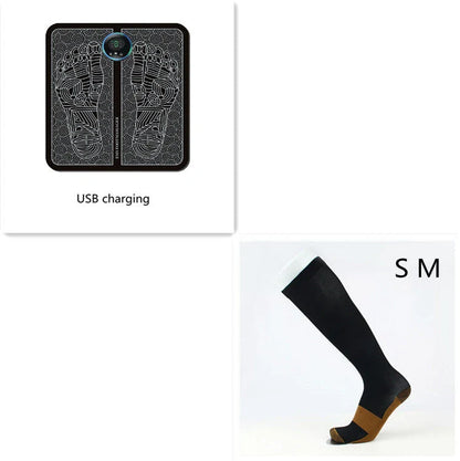EMS Foot Massager Mat with adjustable modes and USB charging for foot relief