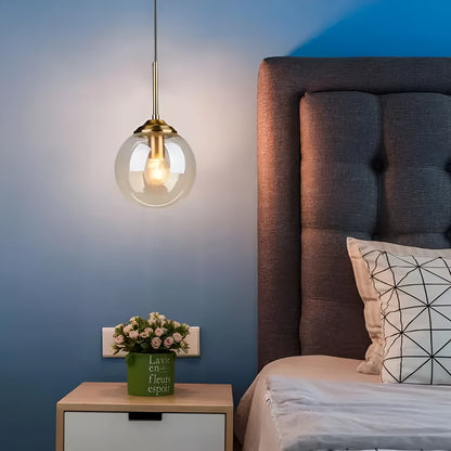 Simple modern round glass ball chandelier ceiling light in Nordic style