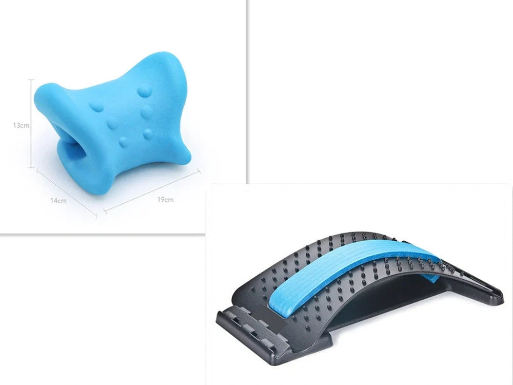 Magnetic cervical pillow with snail shape design showing six-point traction system and 13cm support height