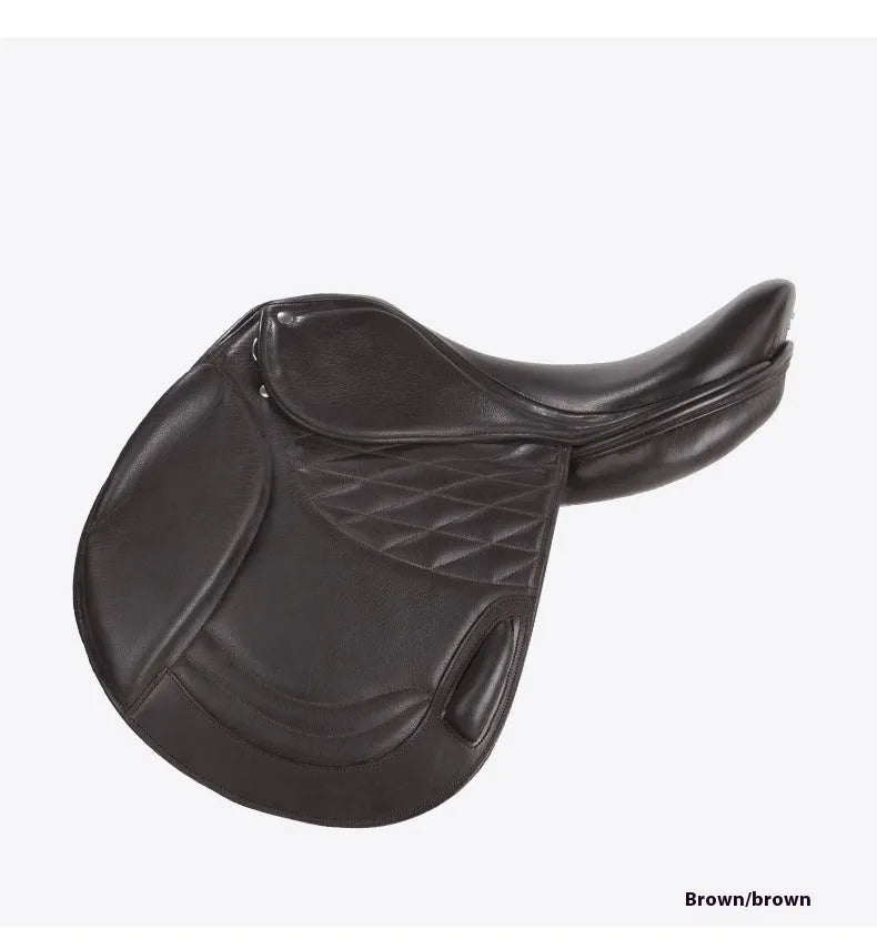 Cowhide equestrian saddle in black or brown, specification 17, for horse harness and riding use