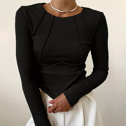 Slim fit long sleeve t-shirt with unique split thread knit design in various colors