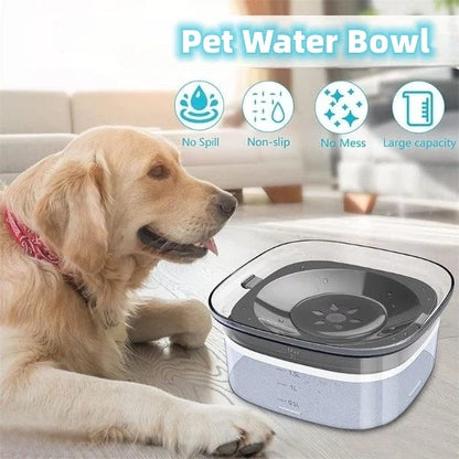 70oz large capacity transparent dog water bowl with spill-proof design