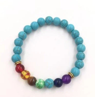 Agate molten rock chakra bracelet with colorful 8mm beads and adjustable string