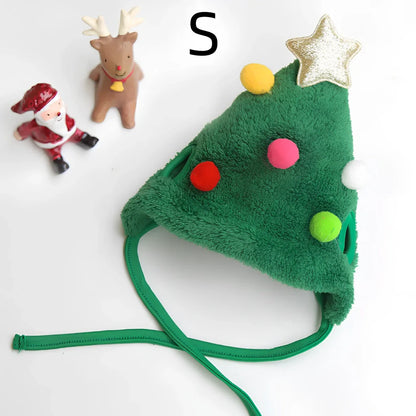 Christmas pet hat and saliva towel set with deer design for dogs and cats up to 15kg