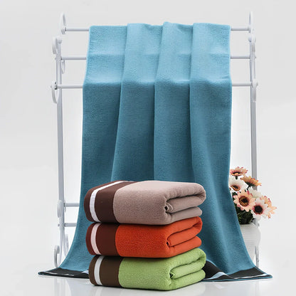 70x140cm cotton bath towel in blue, 32 strands pure cotton, 400g absorbent weight for drying