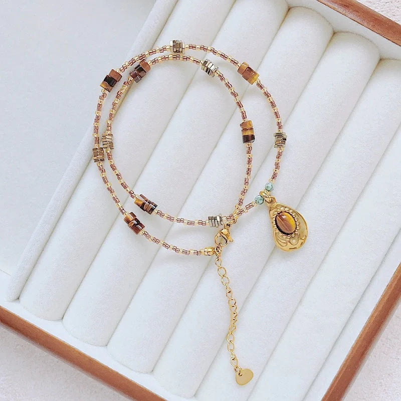 Geometric Maillard color necklace for women with various pendant options