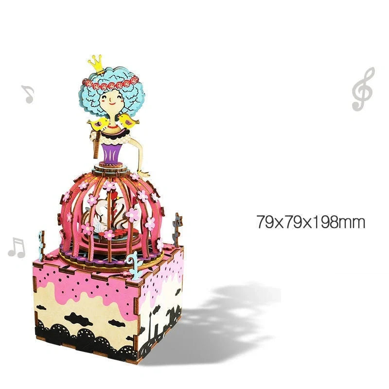 DIY 3D Kitty Ballet Wooden Puzzle with Moveable Music Box