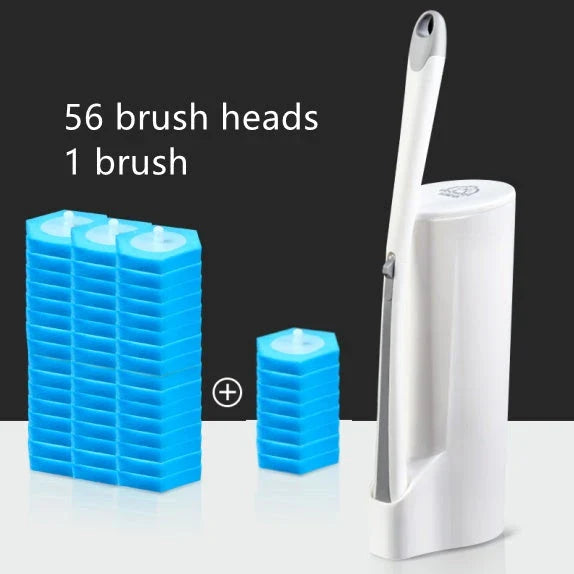 Disposable toilet cleaning brush with scrubbing pad for thorough, hygienic bathroom cleaning