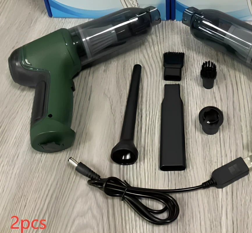 Portable cordless vacuum cleaner with USB charging for car and home use