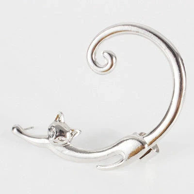 Stylish cat ear cuff earring with punk rock inspired design in black, gold, and silver colors