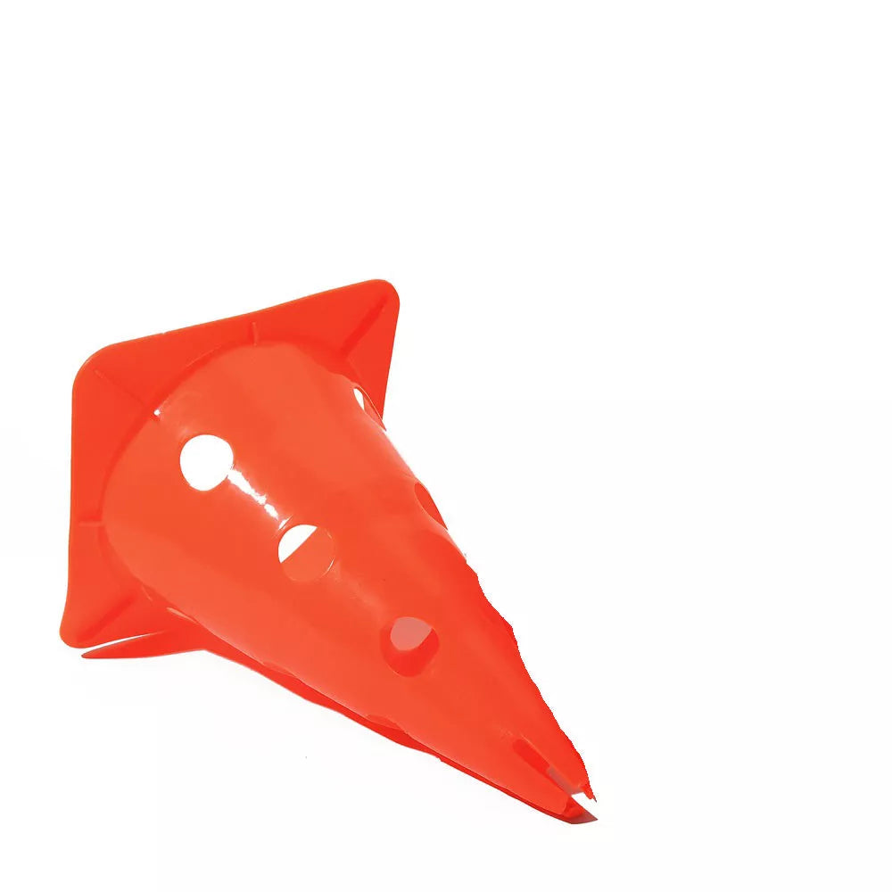 Bright orange football training cone with durable polyethylene construction, 30CM tall