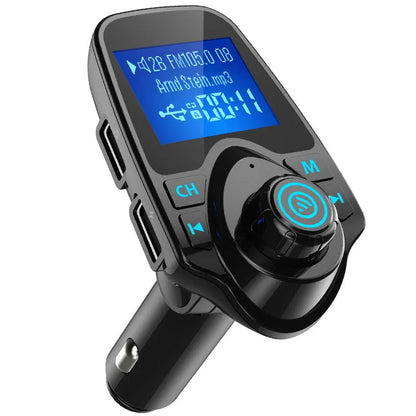 Black G7 car Bluetooth FM transmitter with USB port and TF card slot for hands-free calling and music streaming
