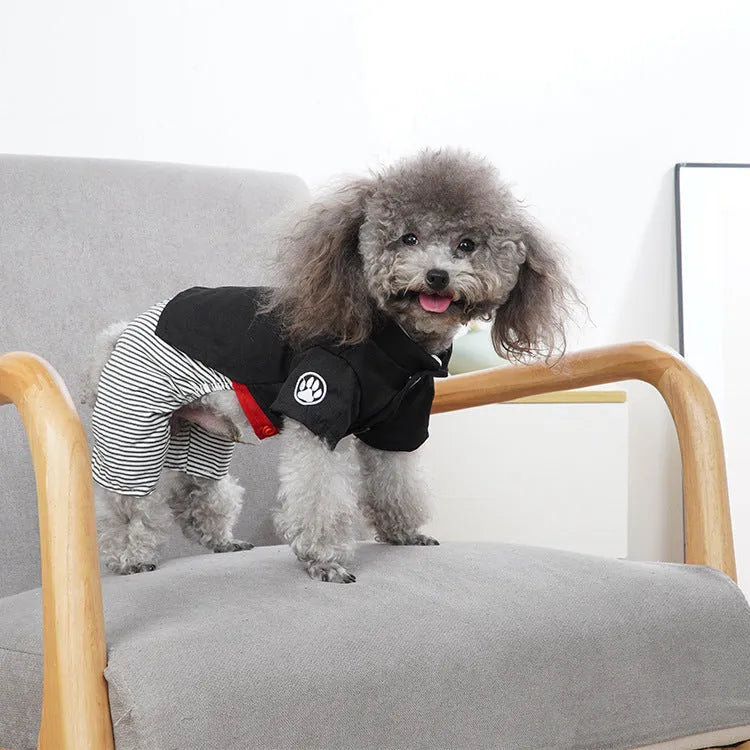 Thin cotton poodle dog clothes in skirt and four-foot pants styles for spring and autumn wear.