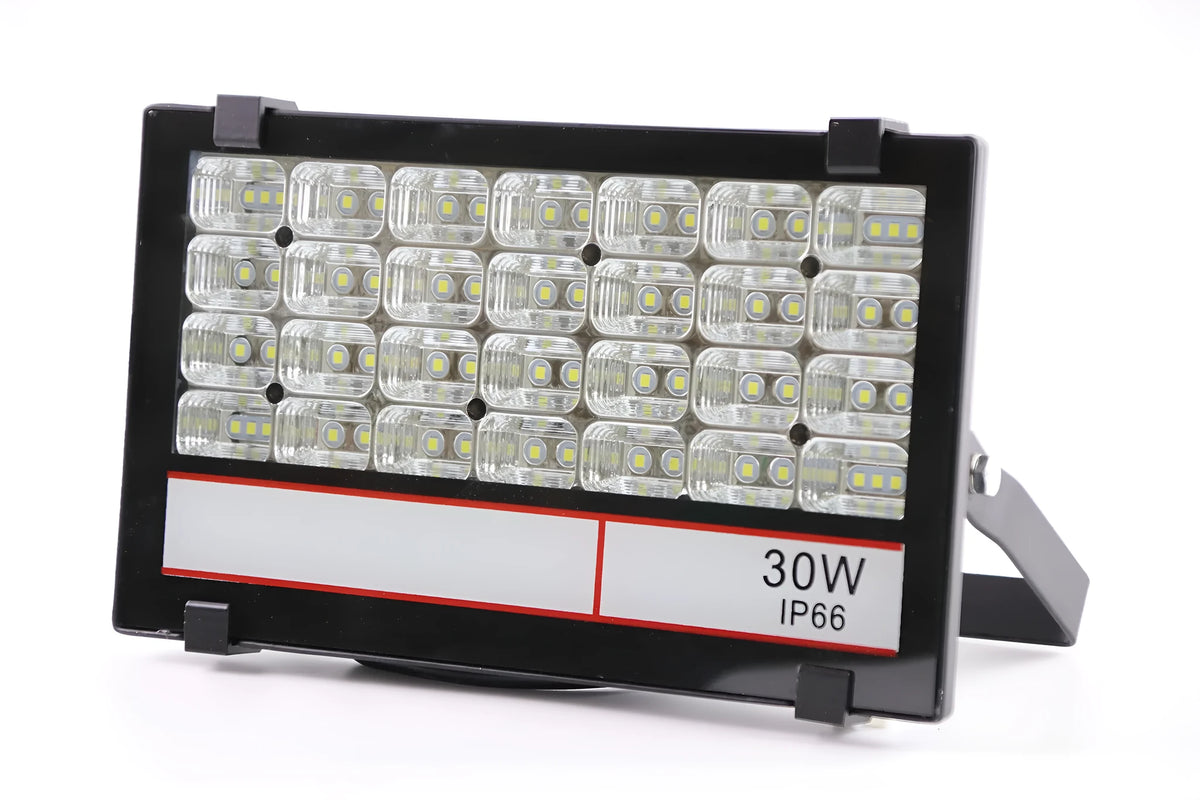 Black Angel Eyes 30W LED projection light with aluminium alloy housing for outdoor stadium and park lighting.