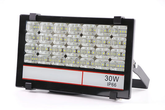 Black Angel Eyes 30W LED projection light with aluminium alloy housing for outdoor stadium and park lighting.