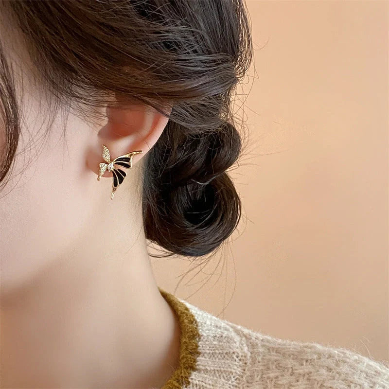 Rhinestone Dripped Butterflies Stud Earrings in colors A128 and A129