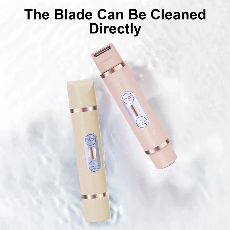 Dual-head electric razor for painless, mess-free hair removal on the face, underarms, bikini line, and legs