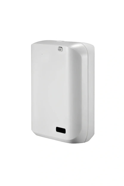 White HVAC wall mount essential oil diffuser measuring 128x70x200mm with app control