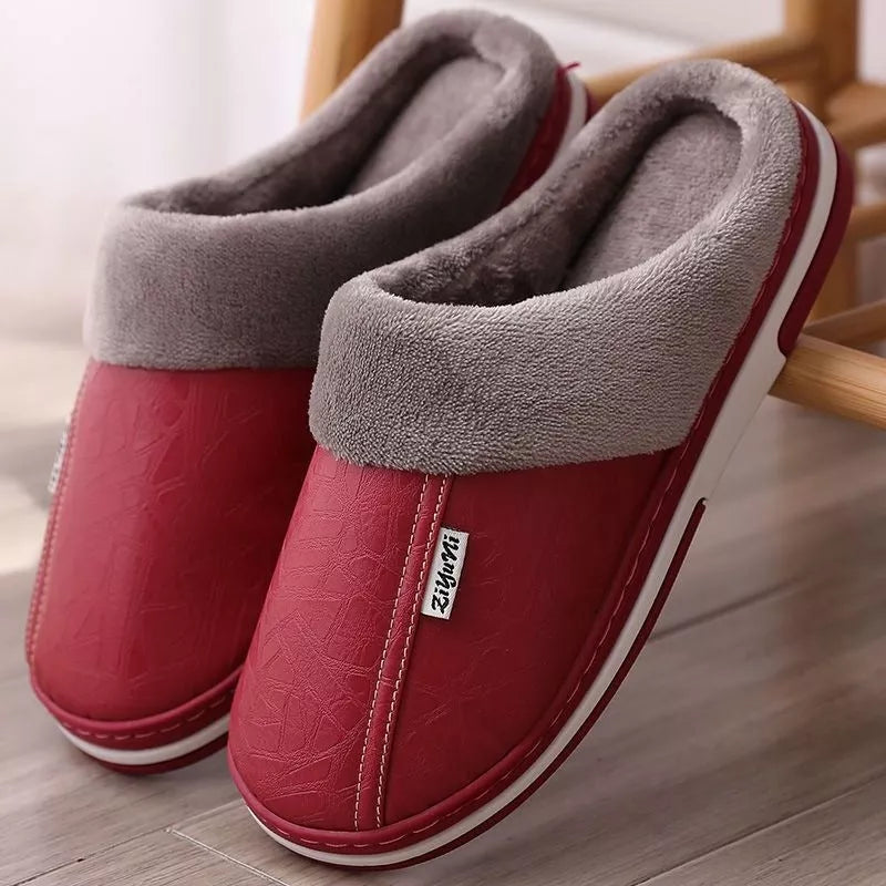 PU waterproof cotton slippers in various colors for men and women