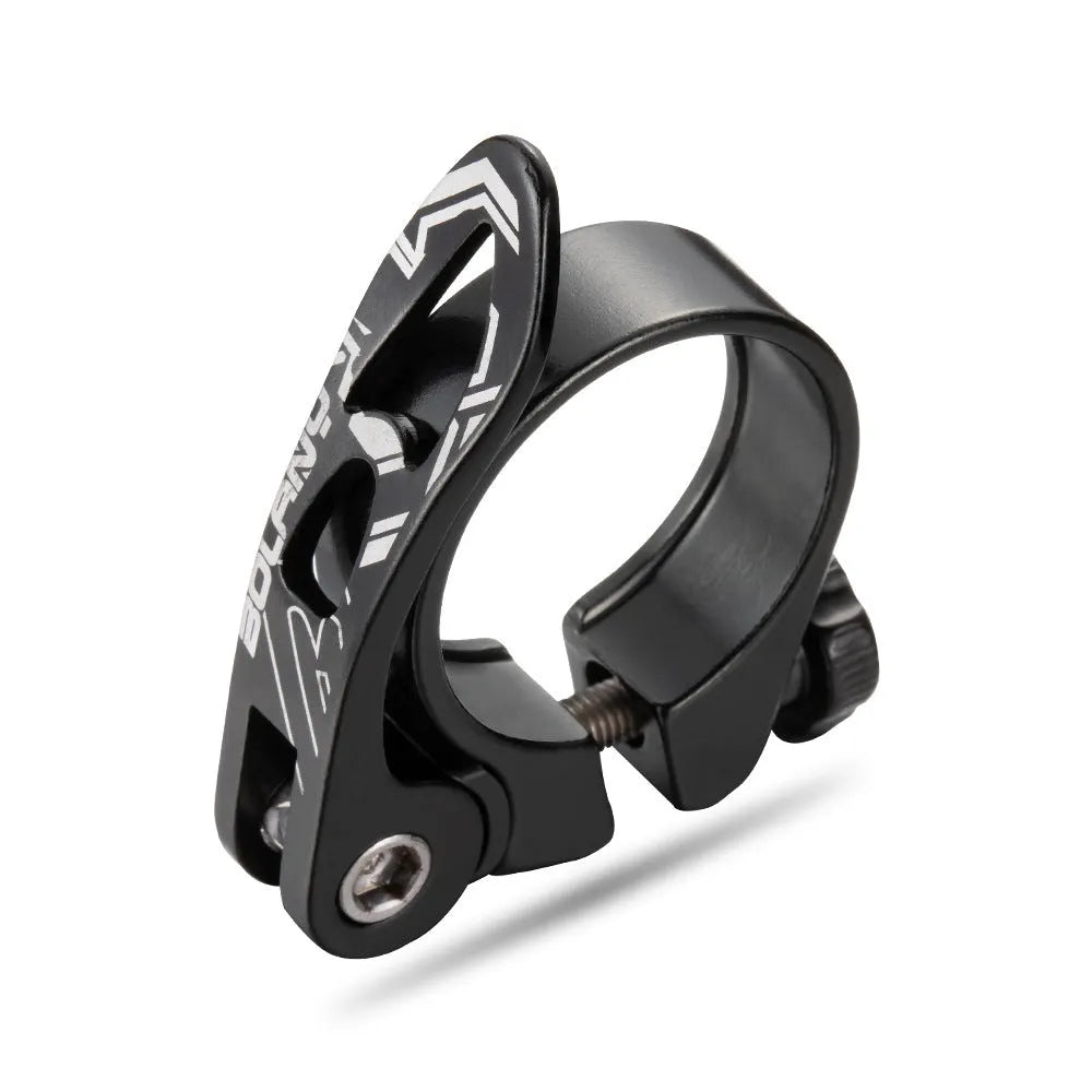 Aluminium bicycle seat tube clamp in black, red, gold, or blue colour options