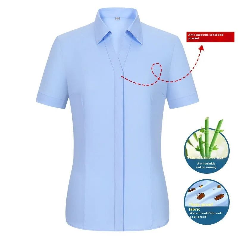 Men's slim fit bamboo short sleeve shirt with square collar in a solid colour