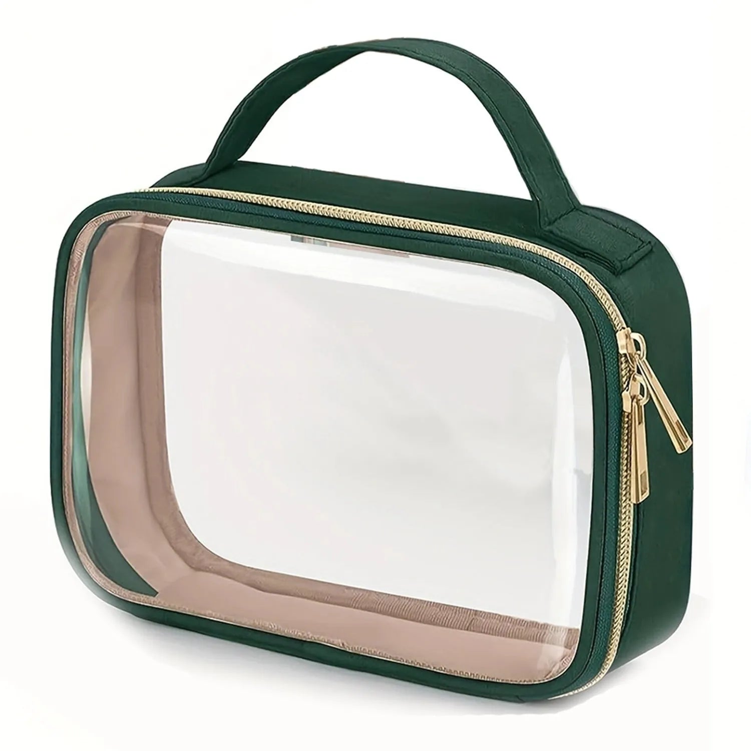 Transparent PVC lipstick storage wash bag with detachable chain showing cosmetic organisation