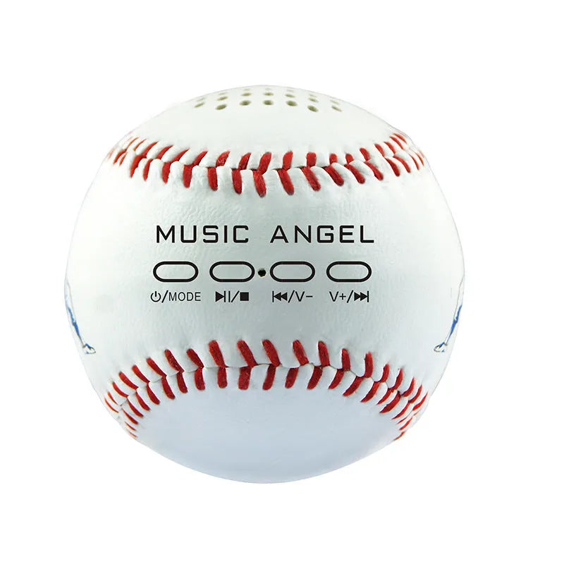 Baseball home design Bluetooth speaker in green colour showing front grille and USB port