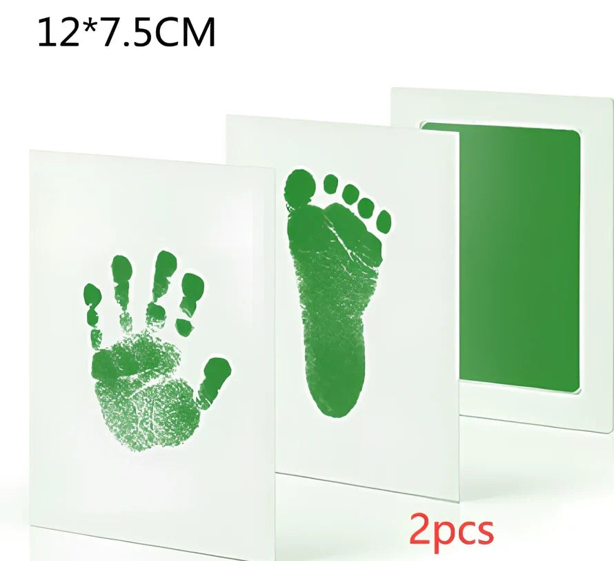 Disposable ink baby hand and foot print kit with six colour options and two size formats