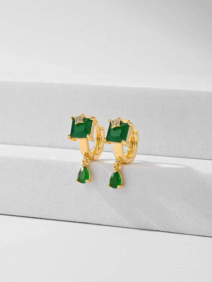 Trendy copper-plated gold fashion earrings with water droplet design in multiple colors.