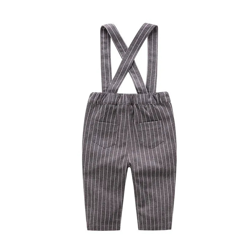 Baby boy autumn gentleman suit set with cotton-blend top and polyester-blend trousers, sizes 59cm to 100cm.