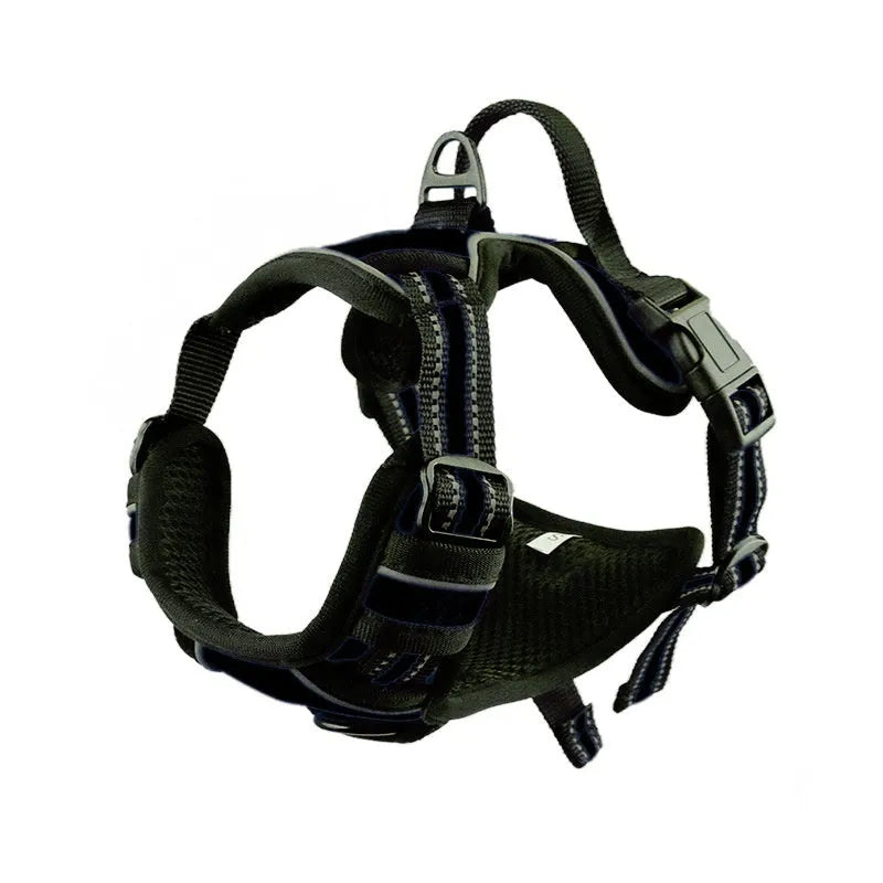 Adjustable dog chest strap lead made from Oxford cloth, shown in one of eight available colours.