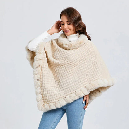 Luxury Rex Rabbit Fur Shawl Cape for Women in various colors