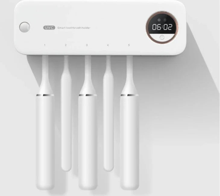 Rechargeable UV Toothbrush Sanitizer with LED Display for Wall Mounting in Bathroom