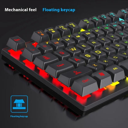 Black portable 104-key gaming keyboard with backlight showing compact design and 1.5m cable