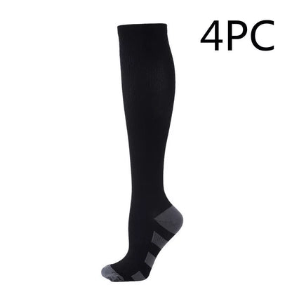 Athletic compression socks with three-bar design for men and women