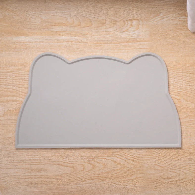 Ceramic cat bowl with iron anti-tip frame in blue colour with silicone pad