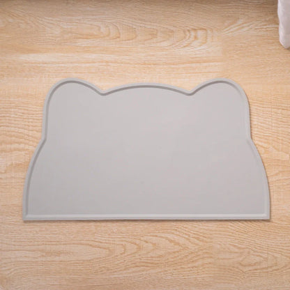 Ceramic cat bowl with iron anti-tip frame in blue colour with silicone pad