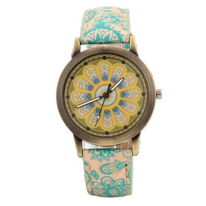 Kaleidoscope Quartz Watch with PU strap and alloy case, 4 cm dial diameter