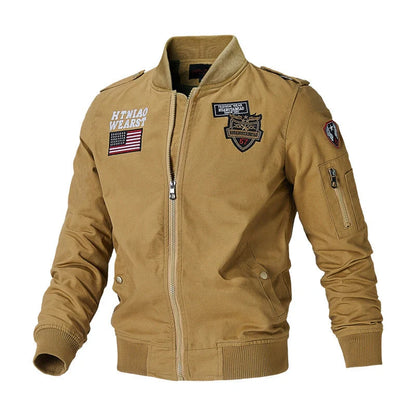 Men's flight jacket baseball uniform in khaki, black, and army green for autumn wear