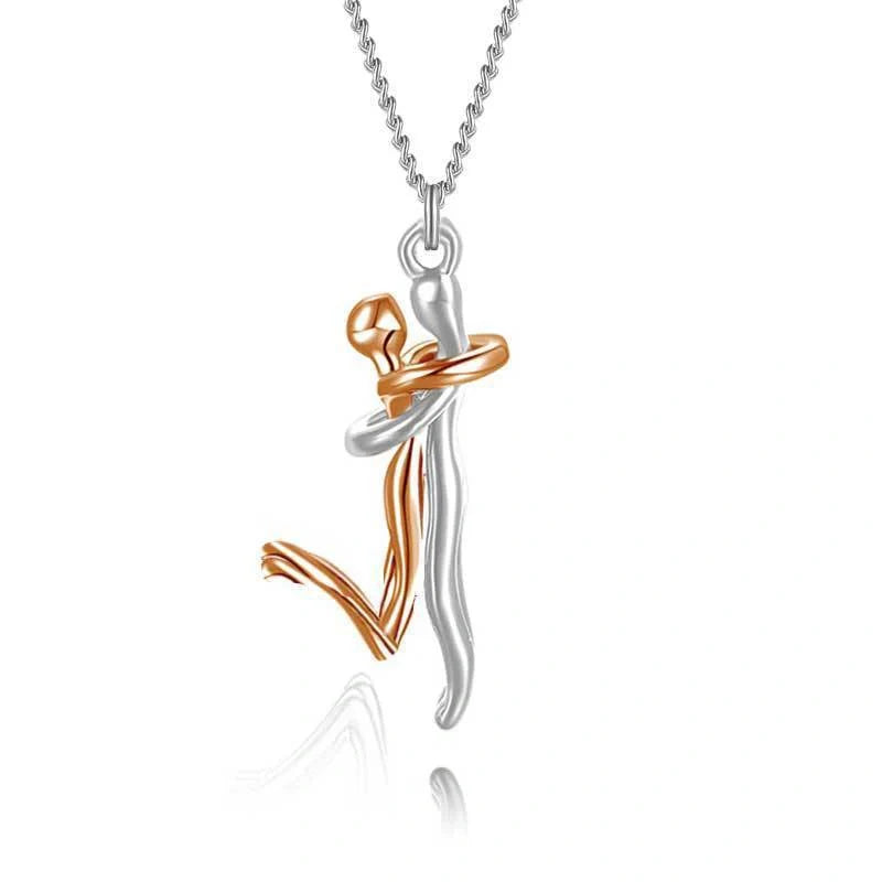 Couple's Pendant Necklace with Humanoid Design Symbolizing Love and Affection