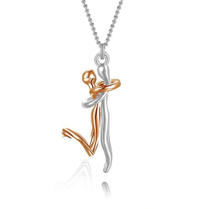 Couple's Pendant Necklace with Humanoid Design Symbolizing Love and Affection