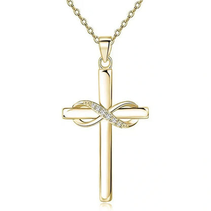 Elegant cross infinity pendant necklace with gold or silver finish, a timeless accessory for modern women