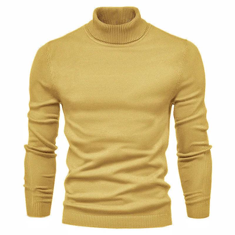 Men's slim fit turtleneck sweater in various colors for winter casual wear