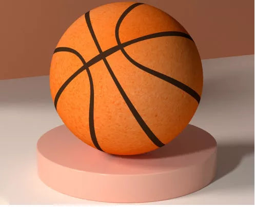 Indoor toddler silent basketball toy with elastic band in orange, cyan, blue, and pink