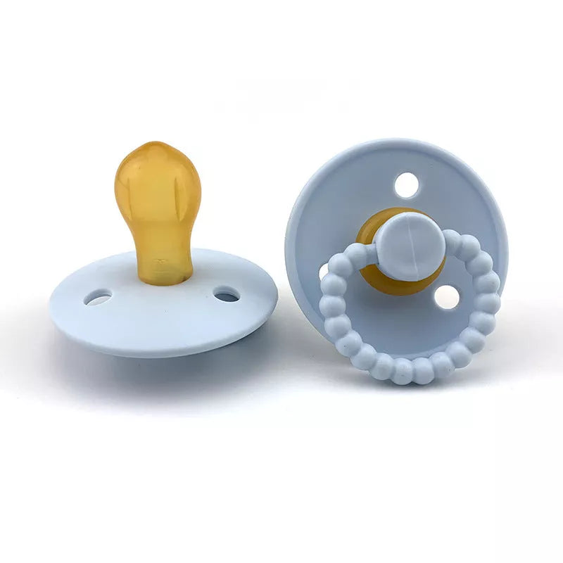 Natural latex pacifier for newborns with breast simulation design in dark gray